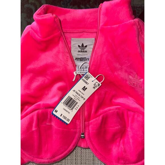 Adidas JEREMY SCOTT VELOUR TRACK TOP Sweat Cropped Jacket Womens Medium - Picture 4 of 8